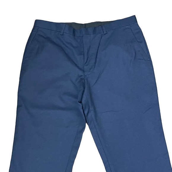 Wool Cashmere High-Rise Straight Leg‎ Dress Pants Flat Front Size 37R Women Blue - Picture 2 of 9